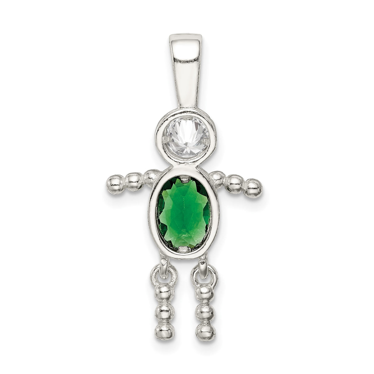 Sterling Silver Family Pendant with Synthetic Birthstone and Glass, Symbolic Mothers Keepsake Charm