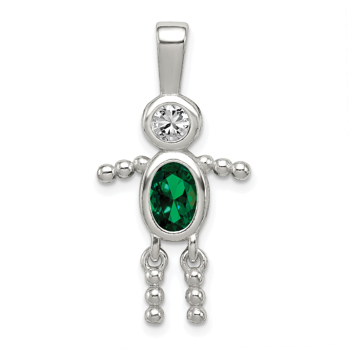 Sterling Silver Family Pendant with Synthetic Birthstone and Glass, Symbolic Mothers Keepsake Charm