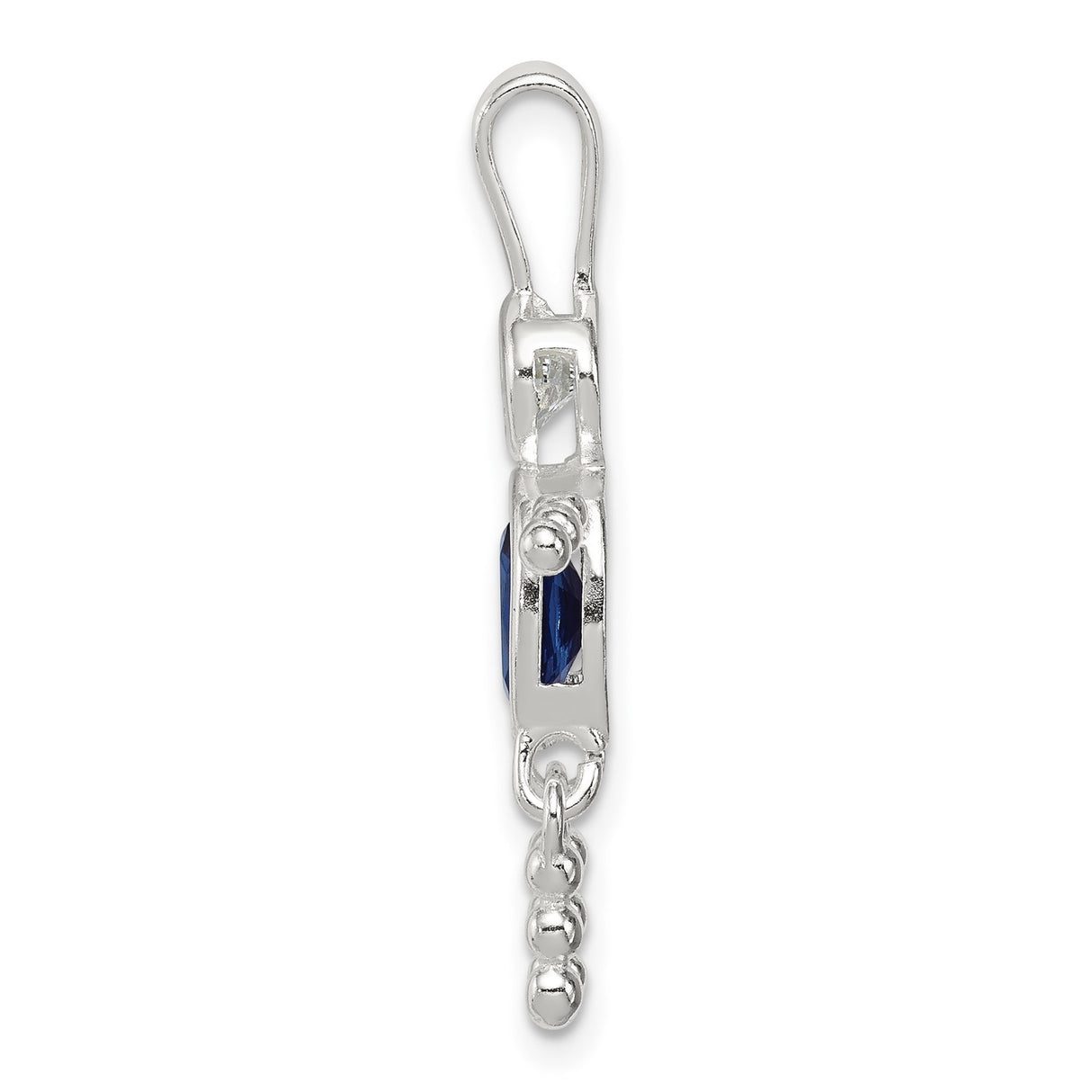 Sterling Silver Pendant with Synthetic Blue Birthstone and Cubic Zirconia Boy Figure Charm