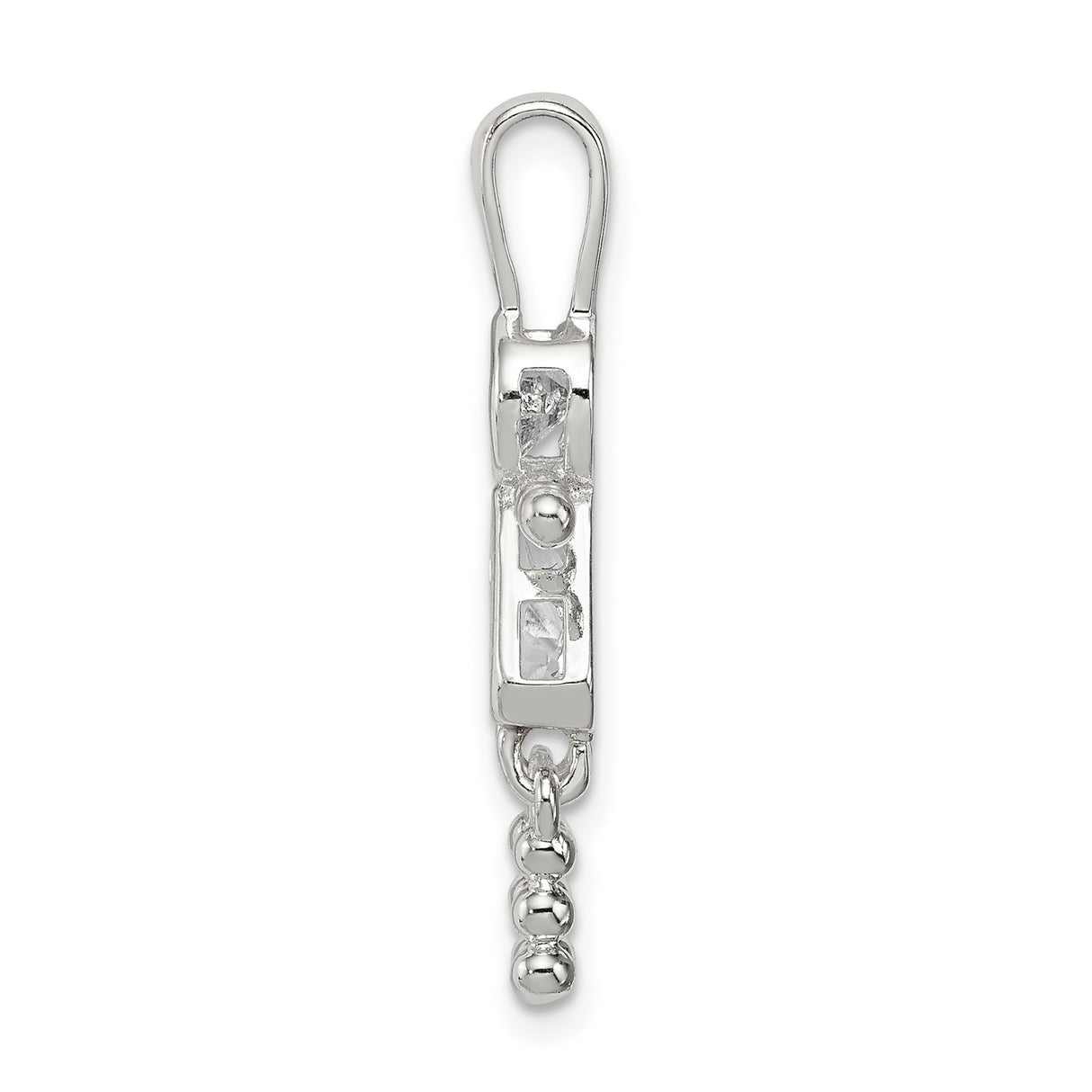 Sterling Silver Girl Pendant with Cubic Zirconia Triangle Accents, Mother Daughter Charm