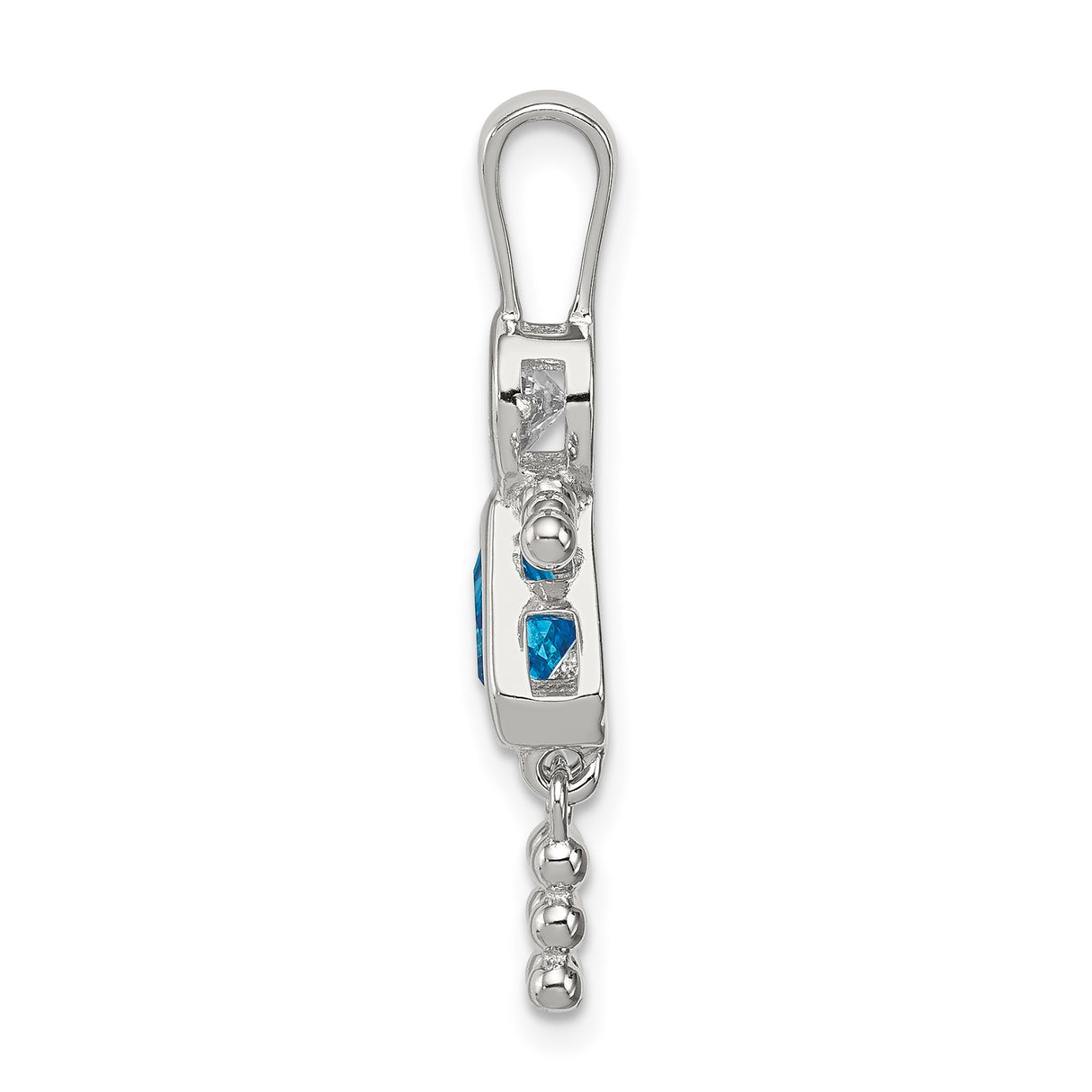Sterling Silver Girl Pendant with Synthetic Birthstone Dress and Cubic Zirconia Head Figure Charm
