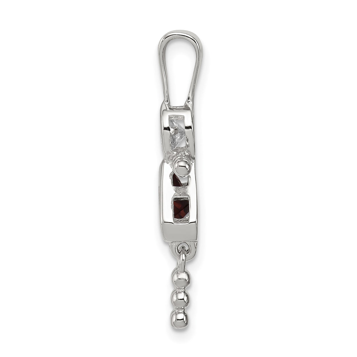 Sterling Silver Girl Shaped Pendant with Synthetic Birthstone and Beaded Limbs Design