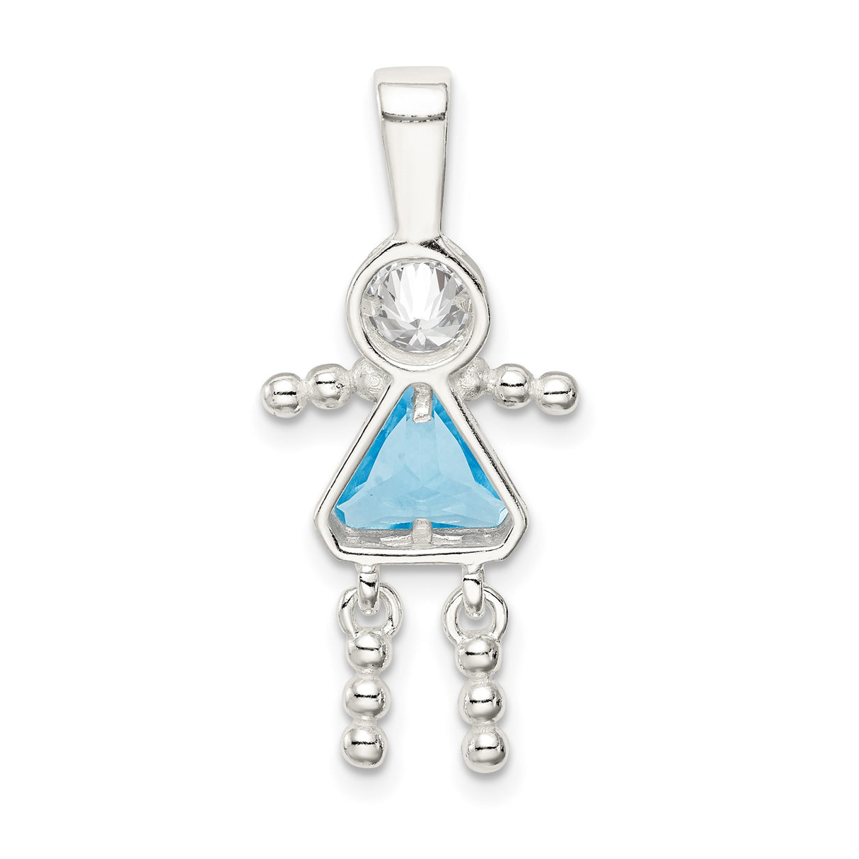 Sterling Silver Mother Pendant with Synthetic Birthstone and Glass Accents, Female Figure Design