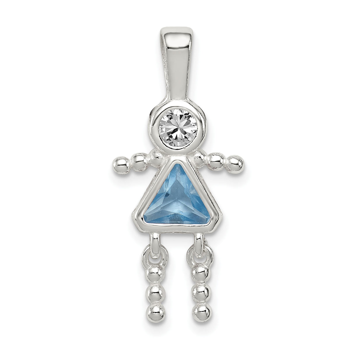 Sterling Silver Mother Pendant with Synthetic Birthstone and Glass Accents, Female Figure Design