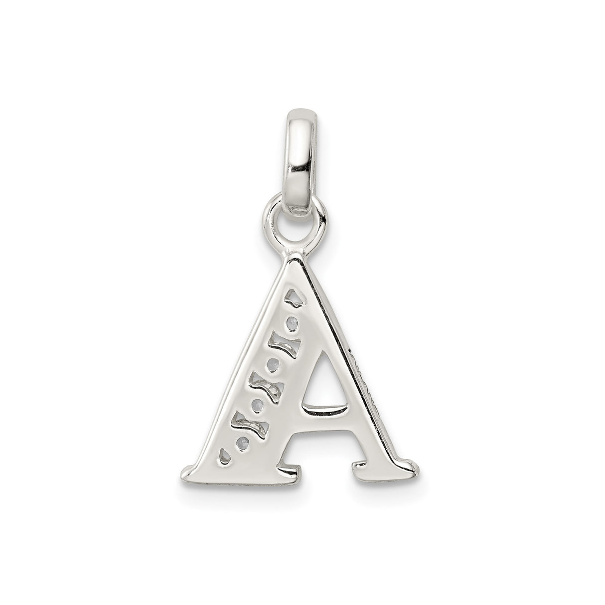 Sterling Silver Letter A Pendant with Cubic Zirconia, Dainty Initial Charm for Necklace or Bracelet