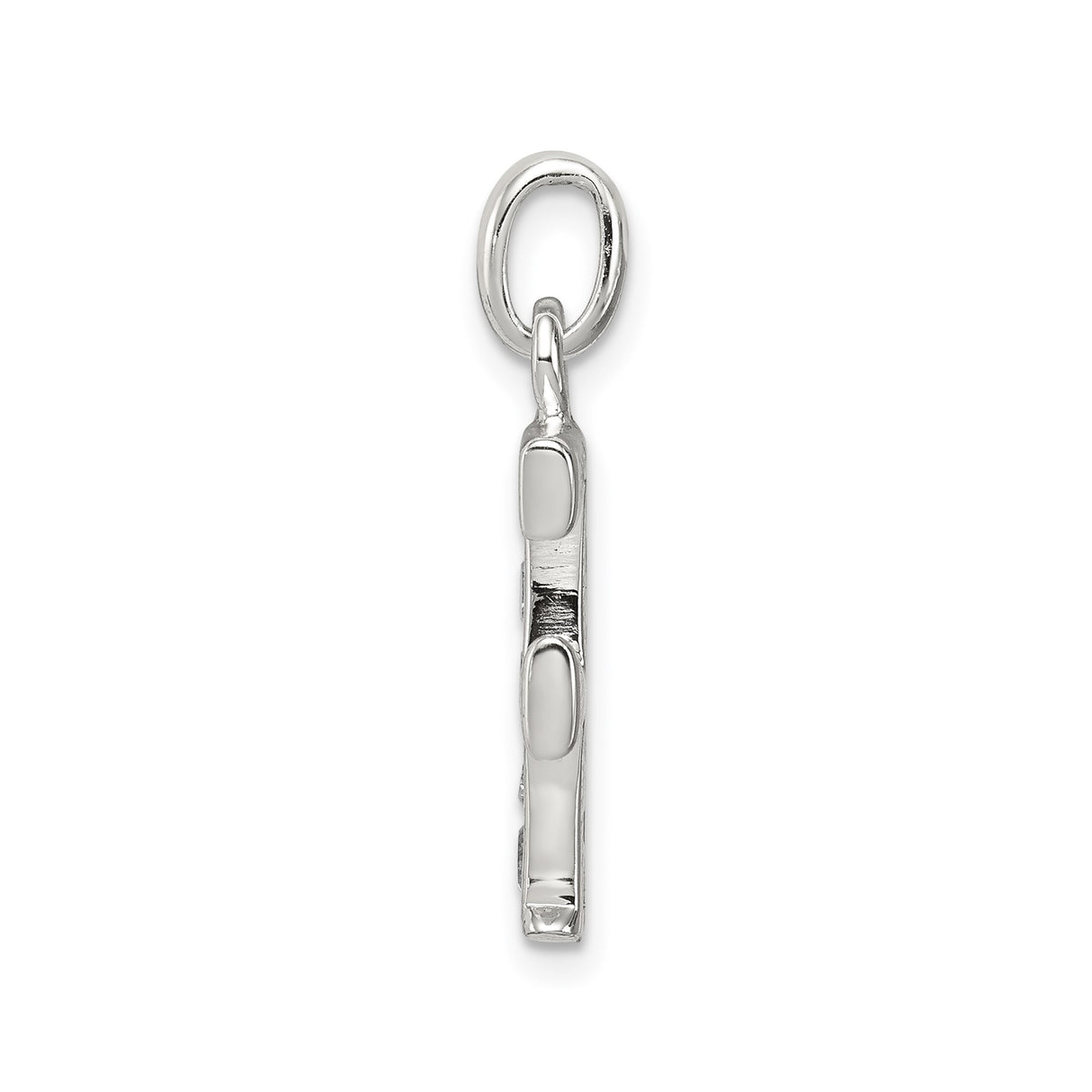 Sterling Silver F Initial Pendant with Cubic Zirconia, Letter Charm, Dainty Polished Design