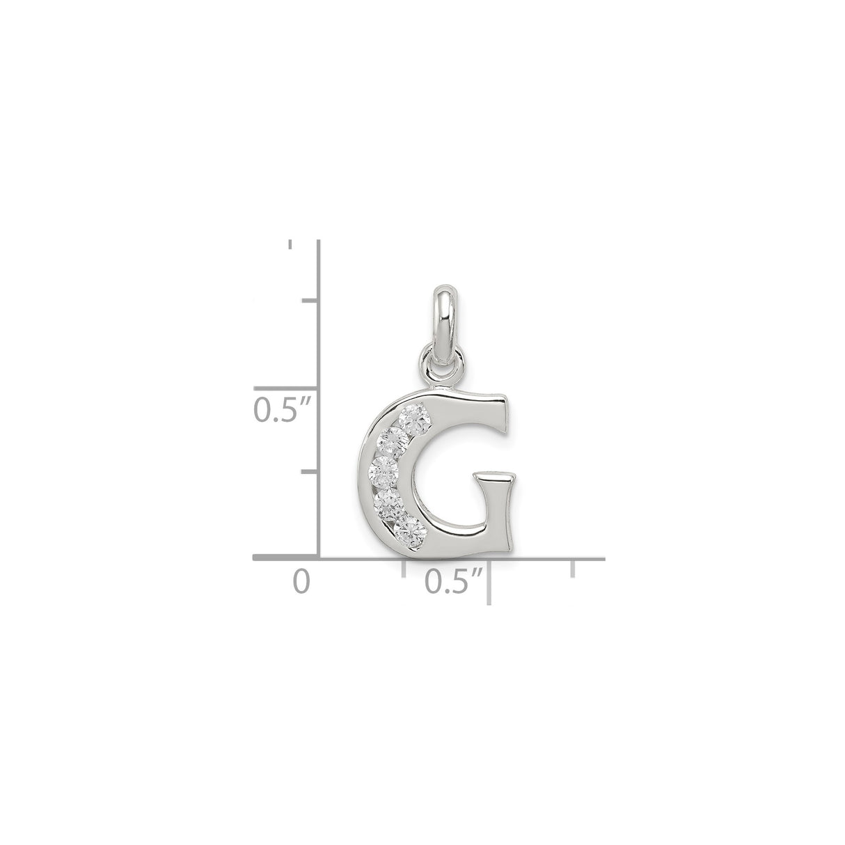 Sterling Silver Letter G Pendant with Cubic Zirconia, Dainty Alphabet Charm for Women