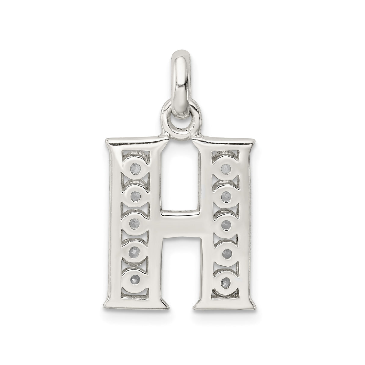 Sterling Silver H Initial Pendant with Cubic Zirconia, Alphabet Letter Charm for Women