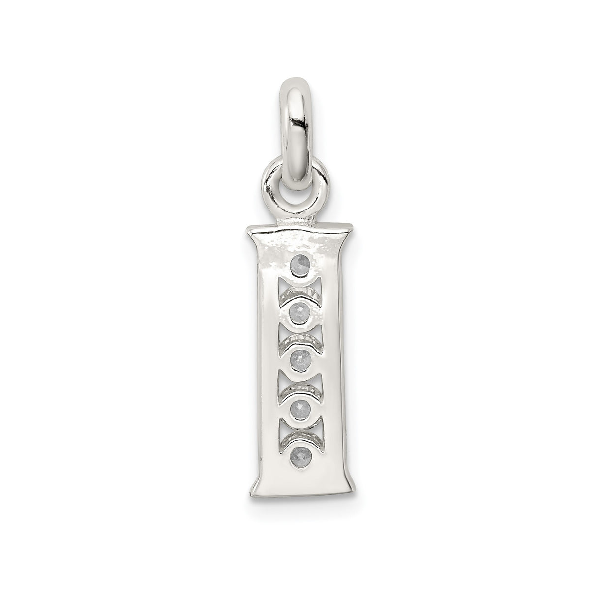 Sterling Silver Initial I Pendant with Cubic Zirconia, Modern Alphabet Letter Charm