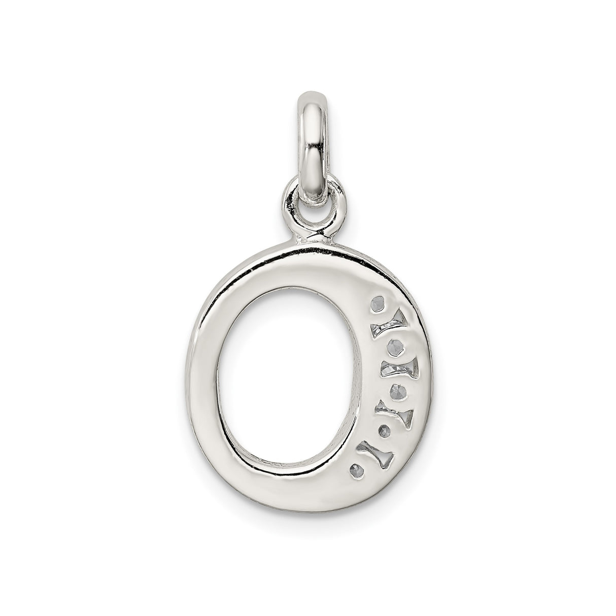 Sterling Silver Letter O Pendant with Cubic Zirconia, Modern Initial Charm for Women