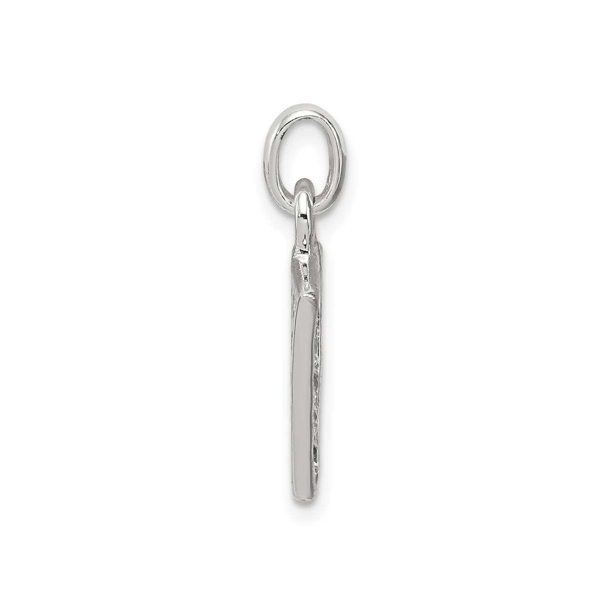 Sterling Silver Letter V Pendant with Cubic Zirconia, Polished Initial Charm for Women