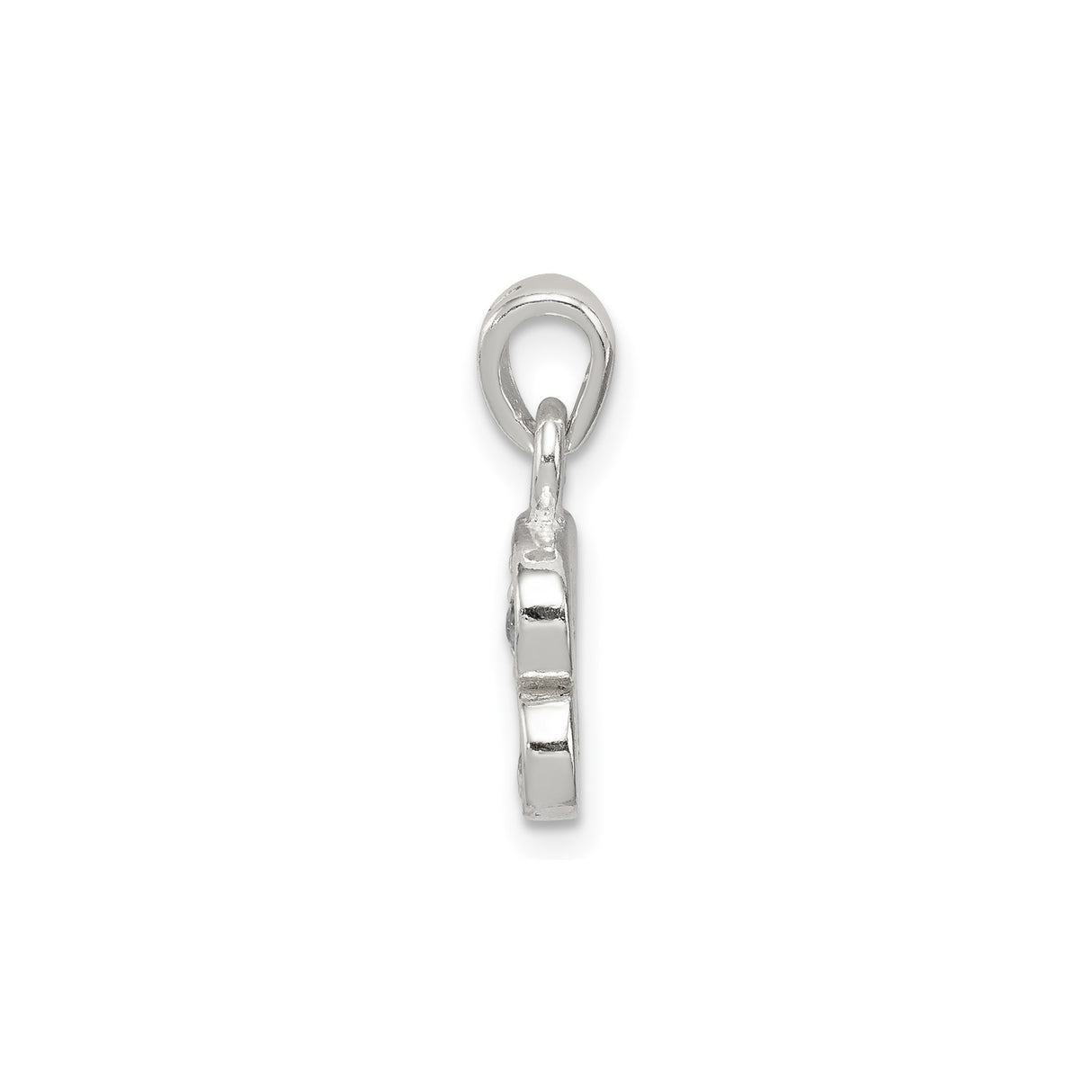 Sterling Silver Letter B Pendant Charm with Cubic Zirconia Accents