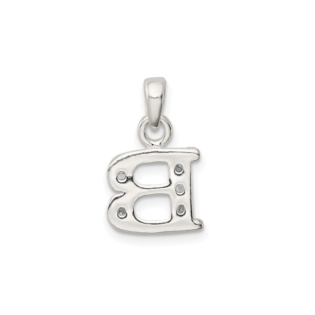 Sterling Silver Letter B Pendant Charm with Cubic Zirconia Accents
