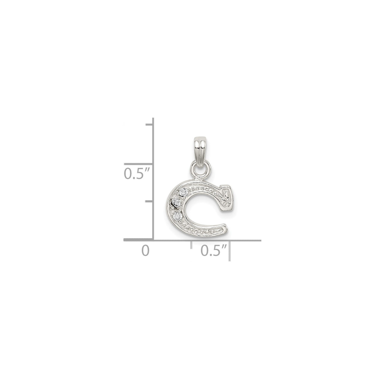 CZ Initial C Charm Pendant in Real 925 Sterling Silver