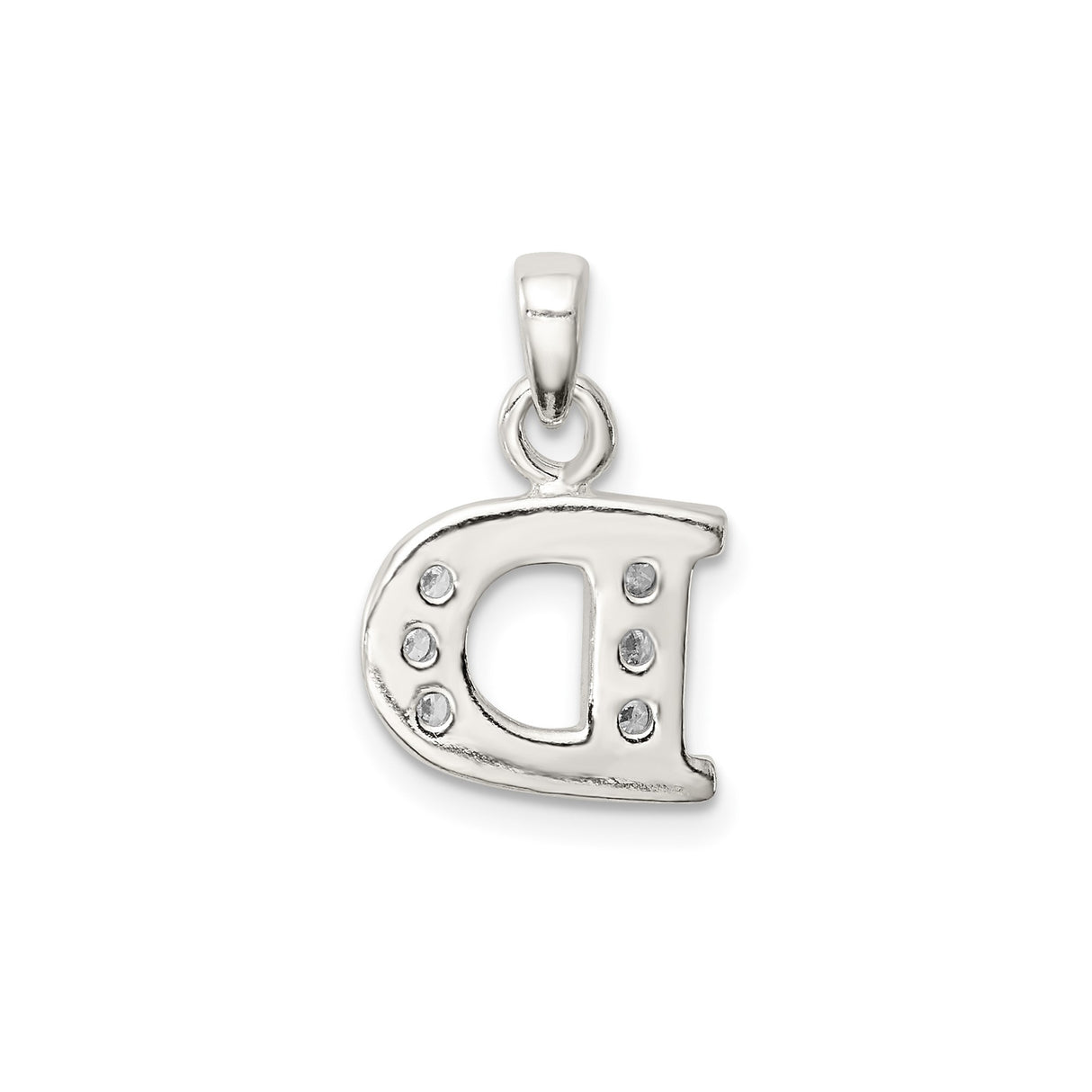 CZ Initial D Charm Pendant in Real 925 Sterling Silver