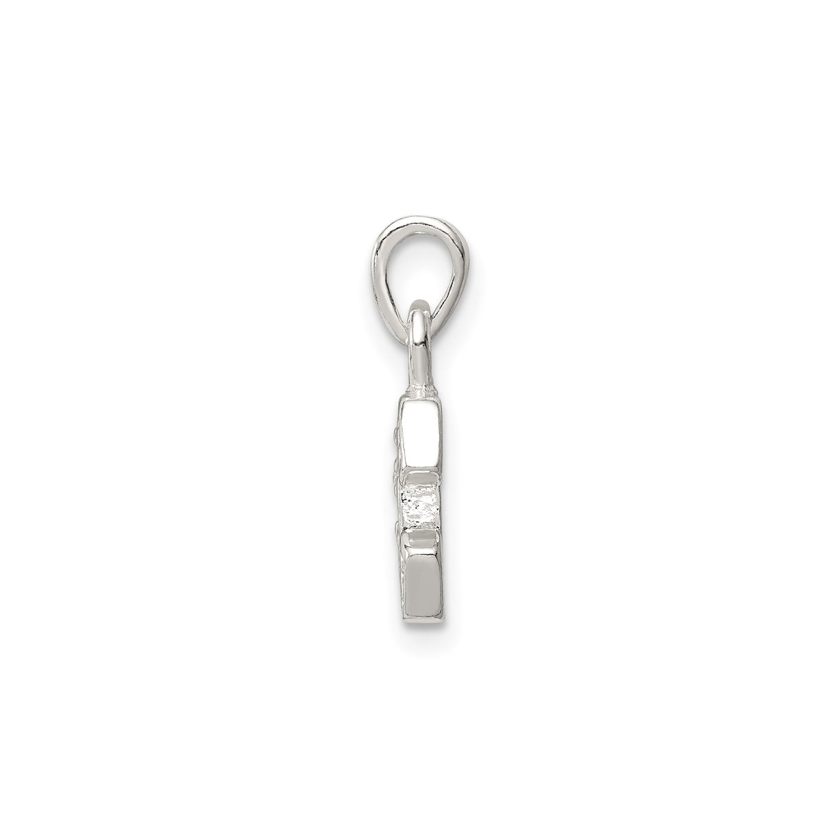 Sterling Silver Initial E Pendant with Cubic Zirconia, Block Letter Charm