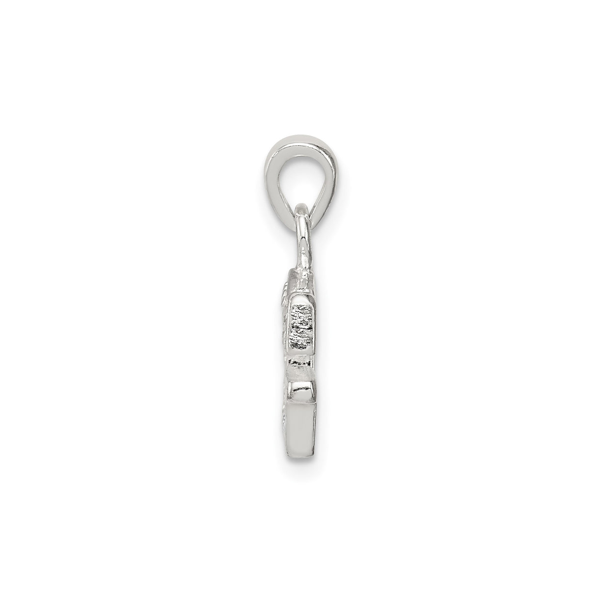Sterling Silver Pendant with Cubic Zirconia, Beaded Edge, Polished Letter G Charm