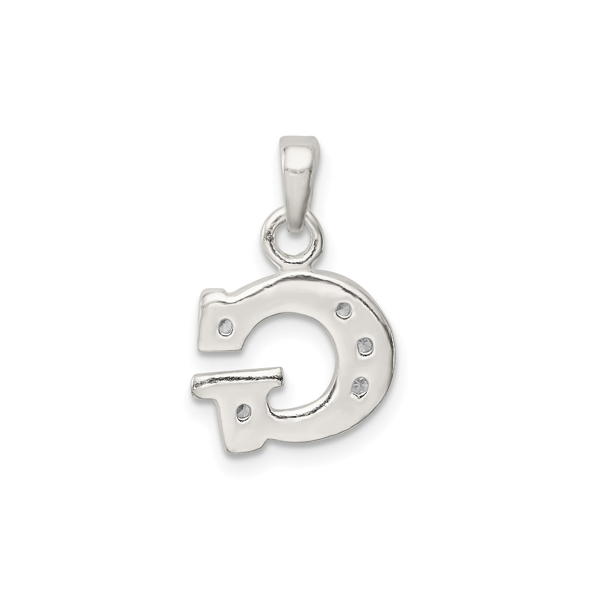 Sterling Silver Pendant with Cubic Zirconia, Beaded Edge, Polished Letter G Charm