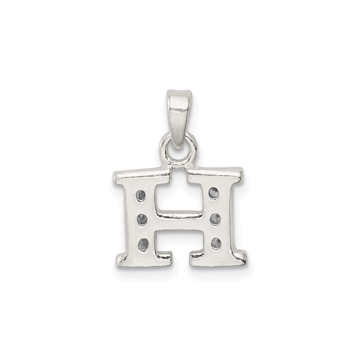 Sterling Silver Pendant with Cubic Zirconia, Letter H Initial Charm, Dainty Alphabet Jewelry