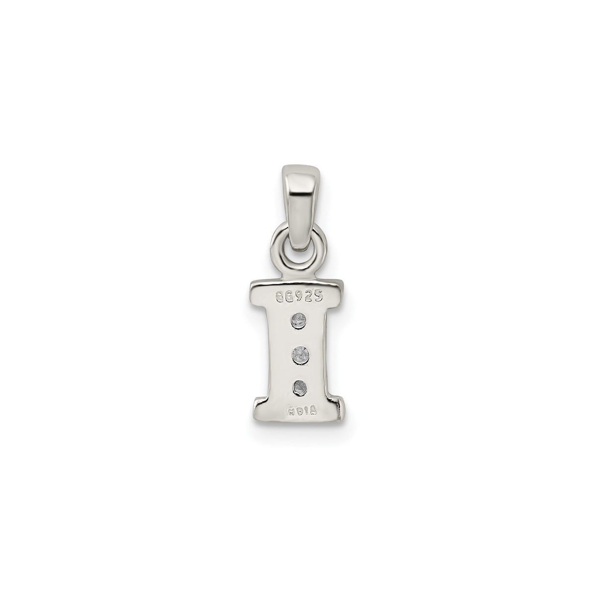 Sterling Silver Alphabet Initial I Pendant with Cubic Zirconia Accent Charm
