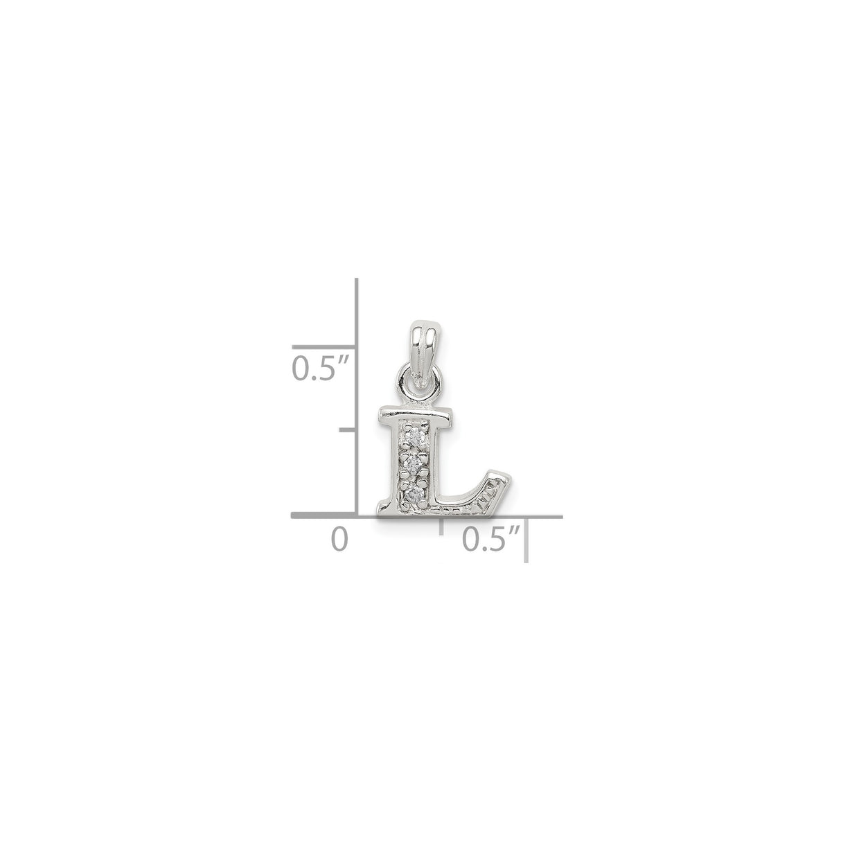 Sterling Silver Letter L Pendant Charm with Cubic Zirconia, Monogram Initial Jewelry for Women