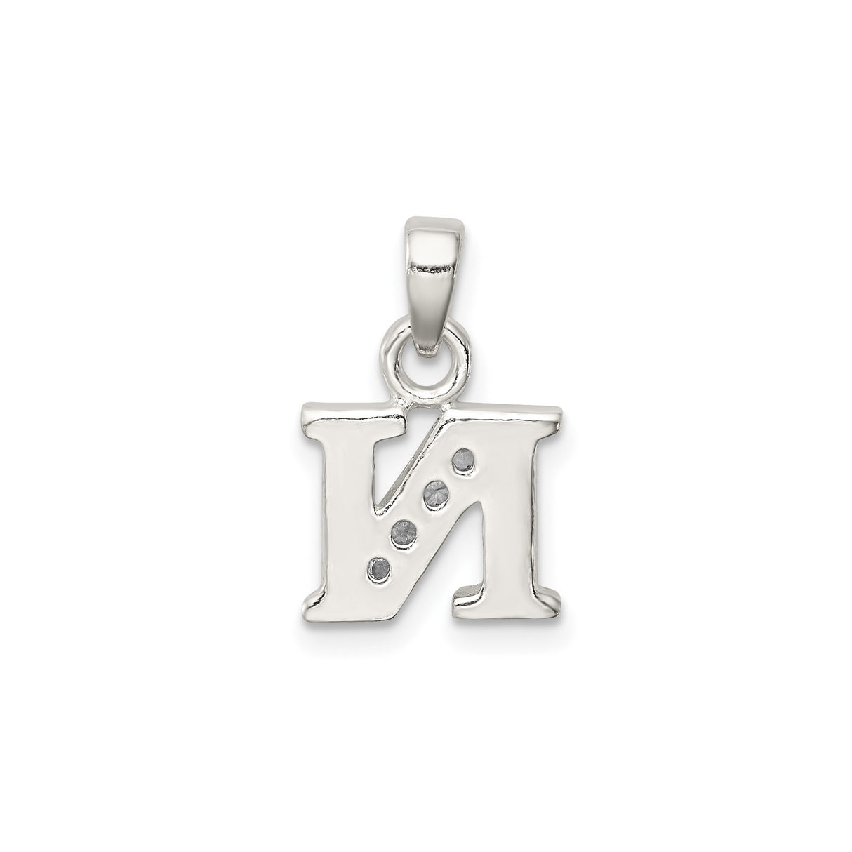 Sterling Silver Initial N Pendant with Cubic Zirconia, Polished Letter Charm for Women