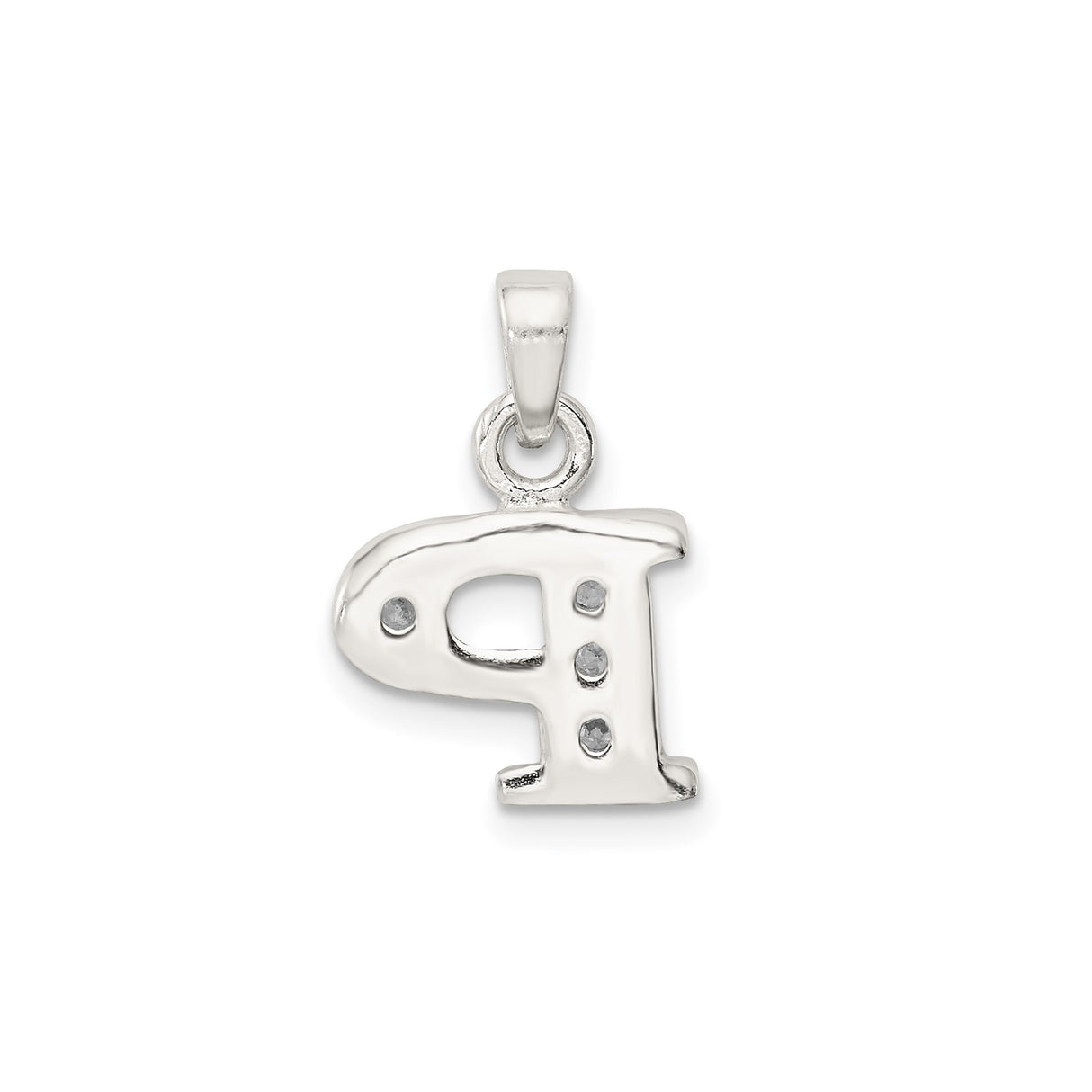Sterling Silver Initial P Pendant Charm with Cubic Zirconia, Textured Letter Jewelry