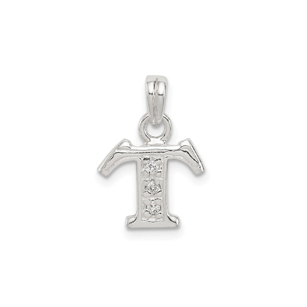 Sterling Silver Tau Cross Pendant with Cubic Zirconia, Franciscan Christian Jewelry