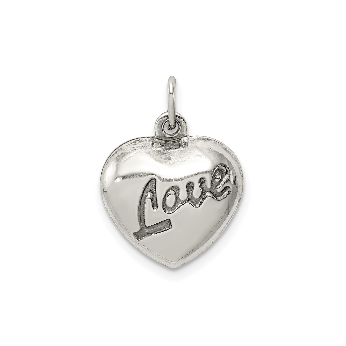 Sterling Silver Heart Pendant with Love Symbol, Romantic Charm for Women