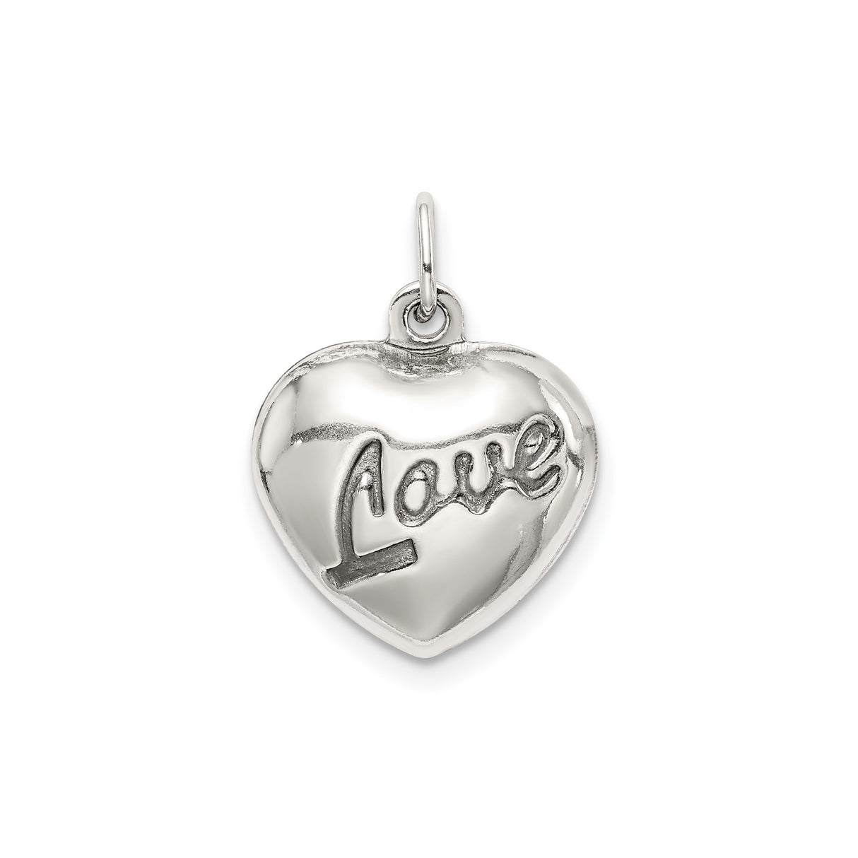 Sterling Silver Heart Pendant with Love Symbol, Romantic Charm for Women