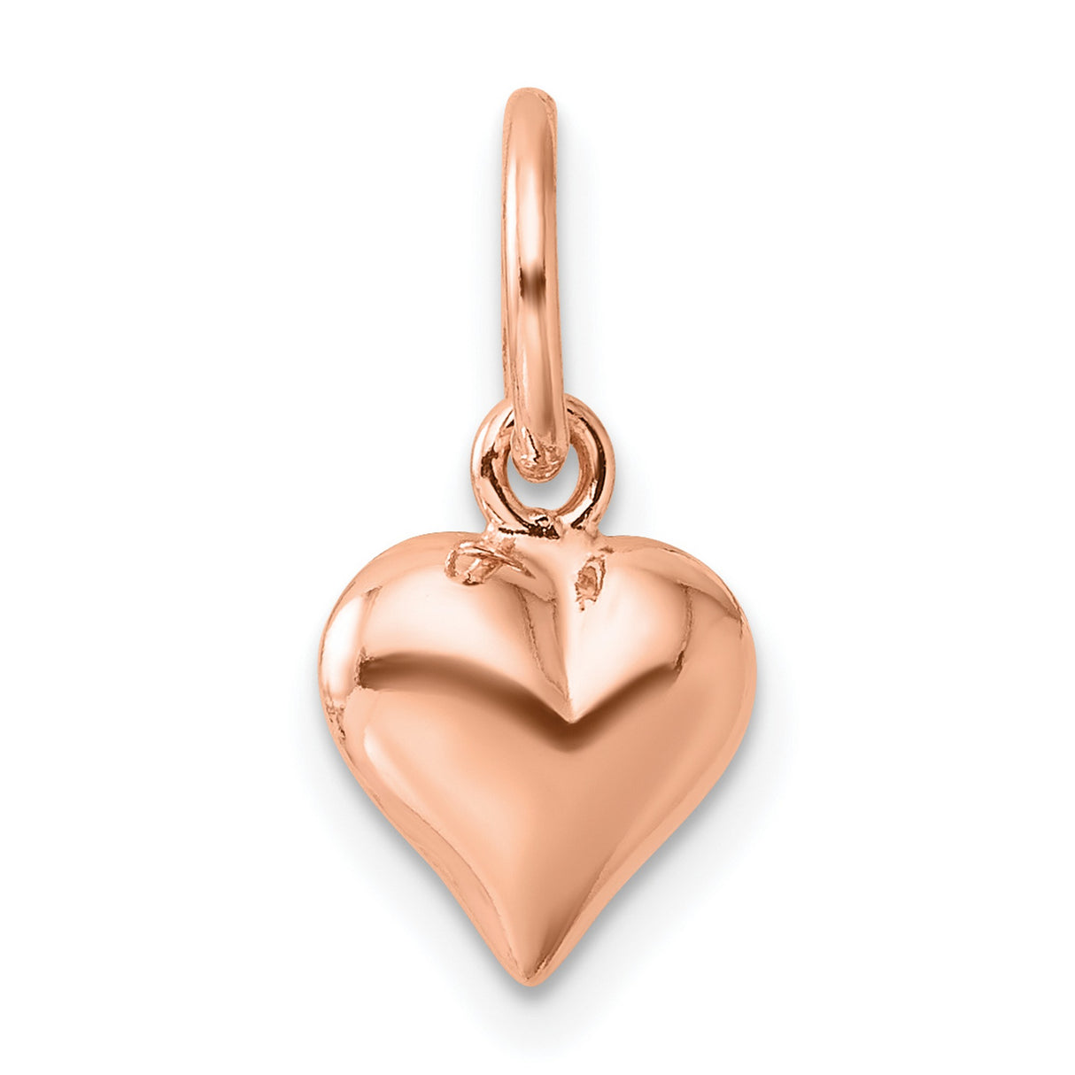 Sterling Silver Heart Pendant with Polished Rose Gold Finish, Romantic Charm Jewelry for Women