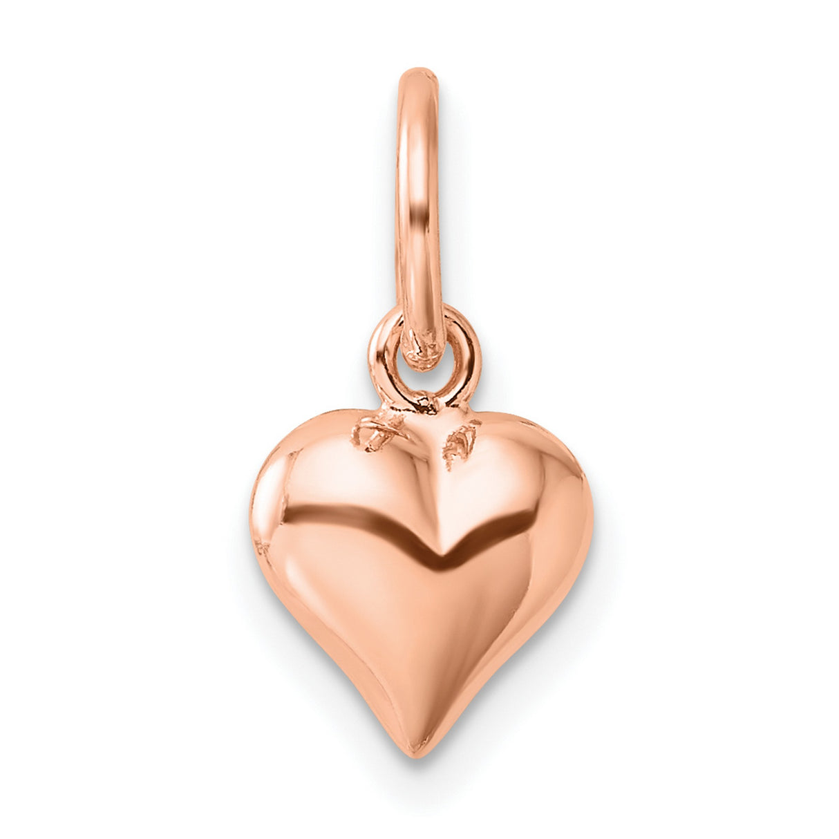 Sterling Silver Heart Pendant with Polished Rose Gold Finish, Romantic Charm Jewelry for Women