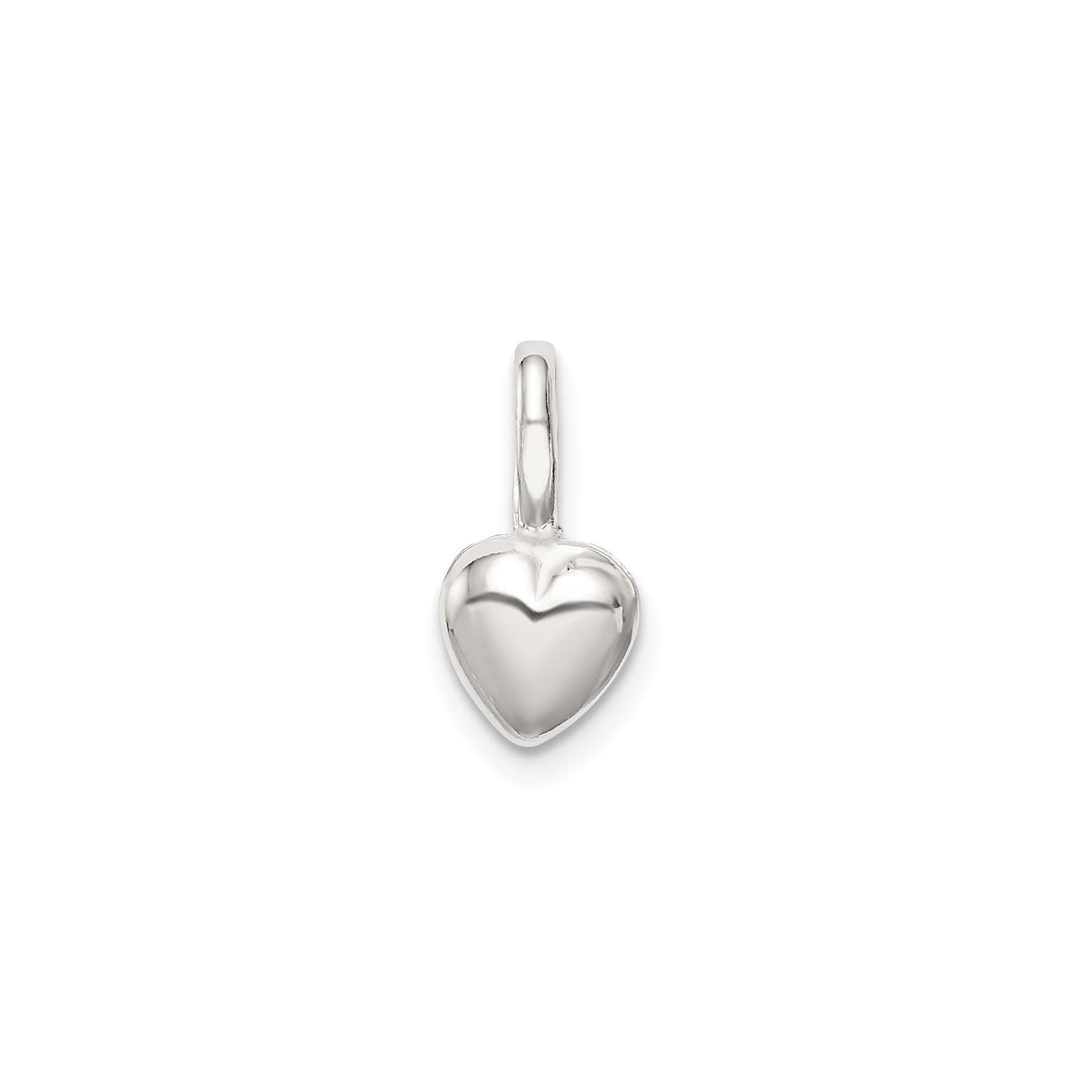 Sterling Silver Heart Pendant with Smooth Polished Finish, Minimalist Romantic Jewelry for Women