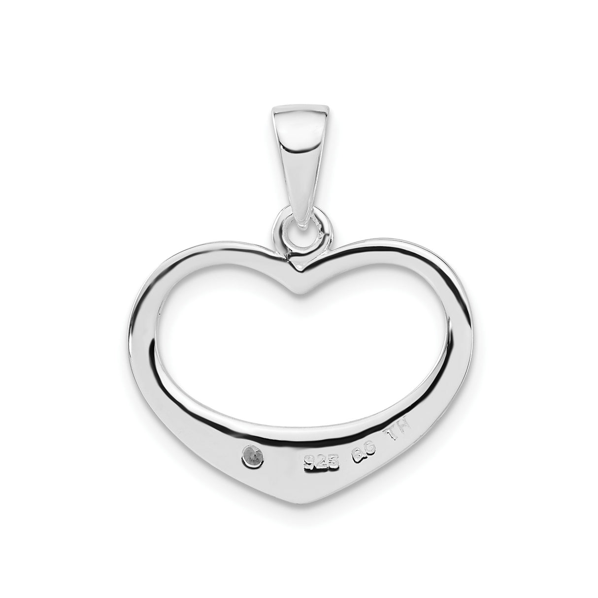 Sterling Silver Heart Pendant with Open Design and Cubic Zirconia Accent for Women