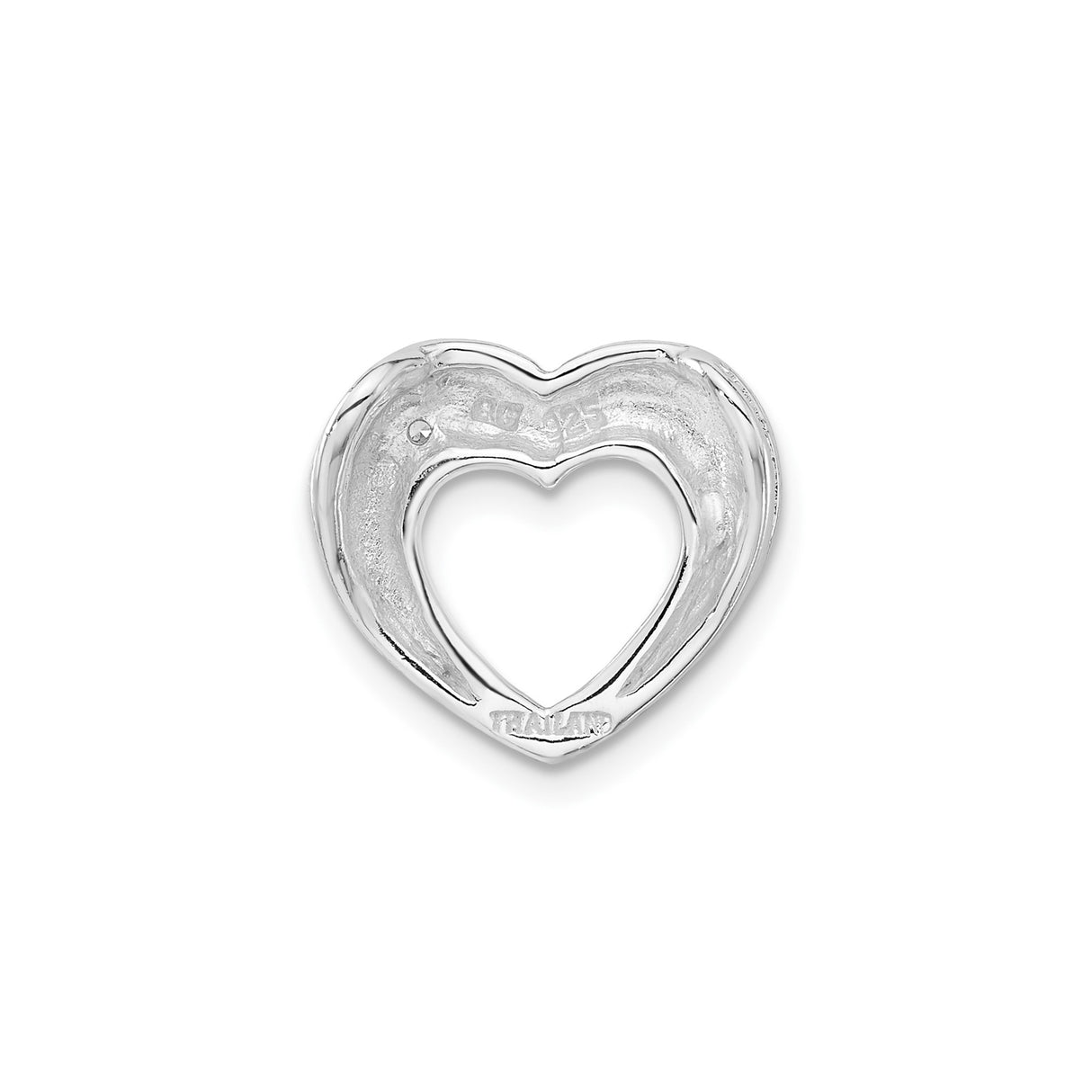 Sterling Silver Heart Charm with Open Center and Cubic Zirconia Accent