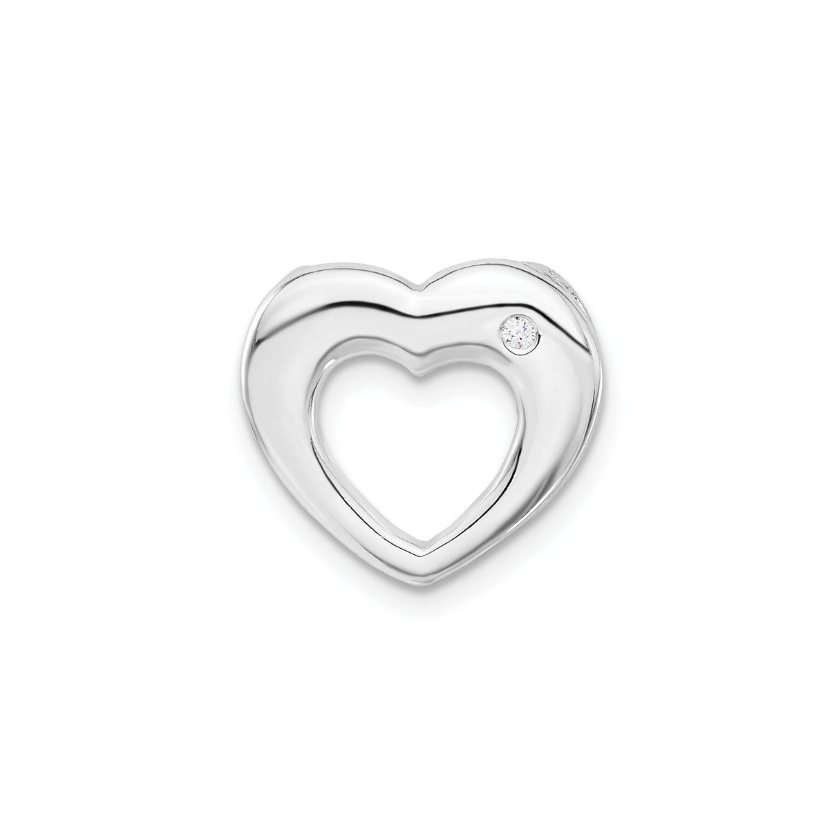 Sterling Silver Heart Charm with Open Center and Cubic Zirconia Accent