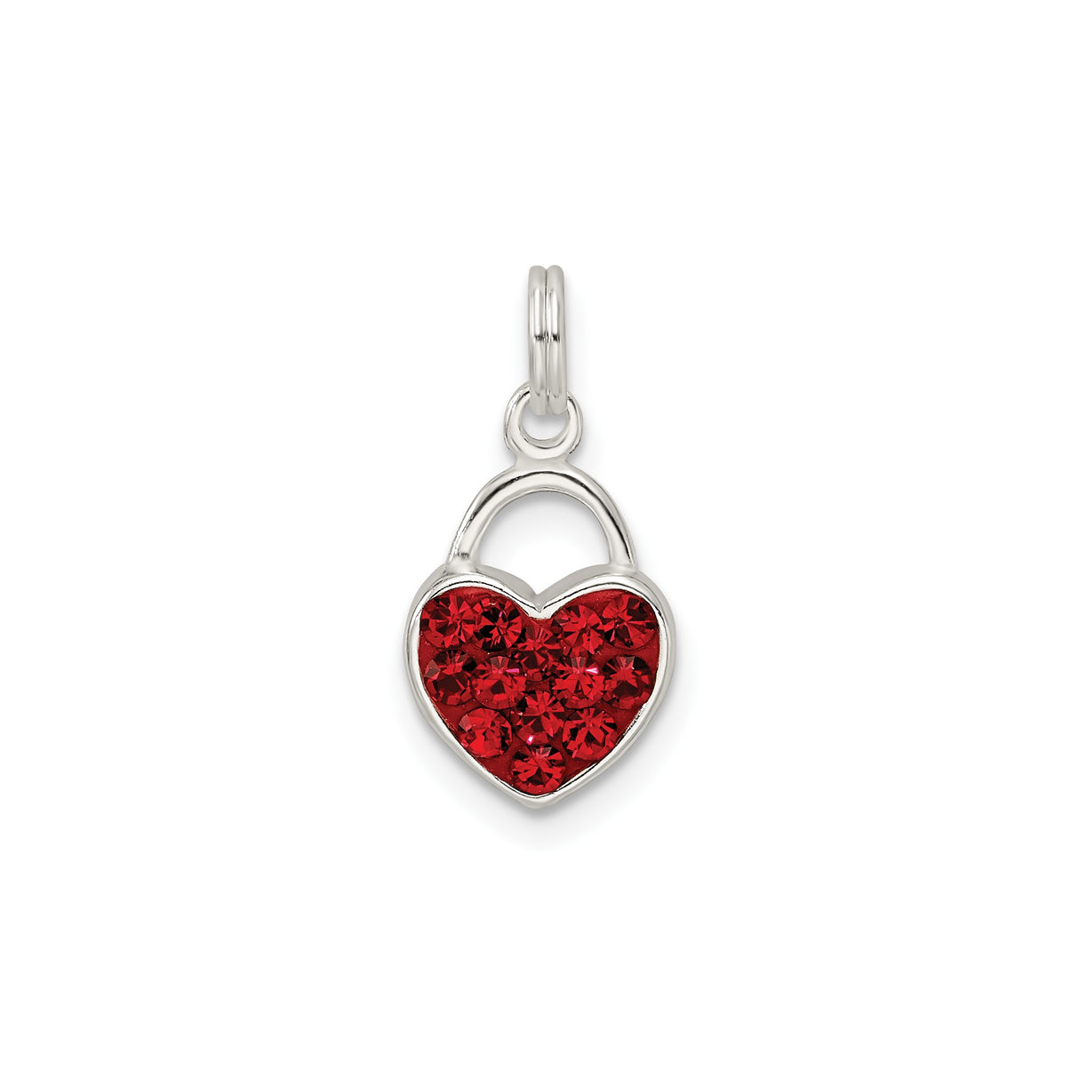 Sterling Silver Heart Lock Pendant with Red Crystals, Romantic Love Charm Jewelry