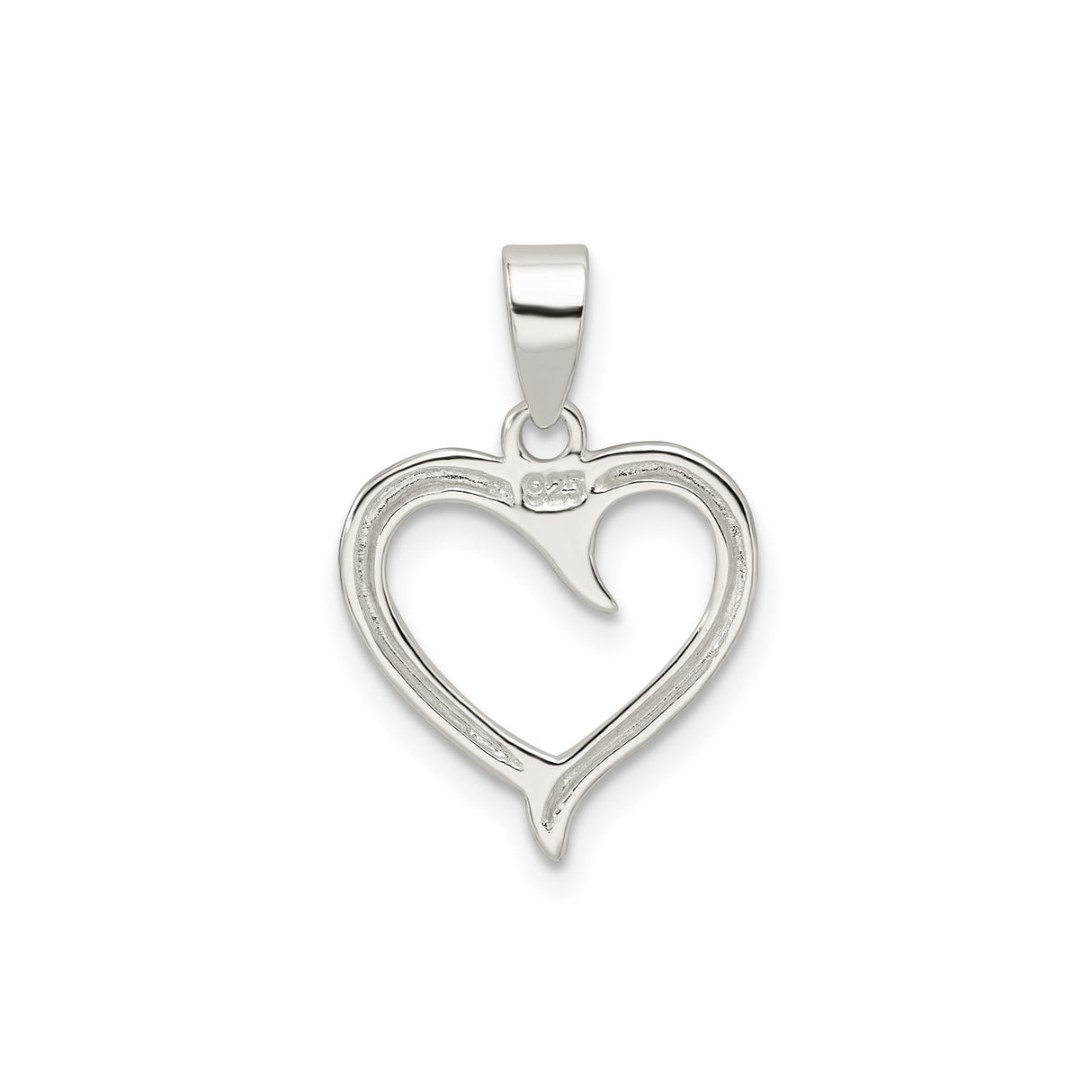 Sterling Silver Open Heart Pendant, Modern Love Symbol Jewelry for Women