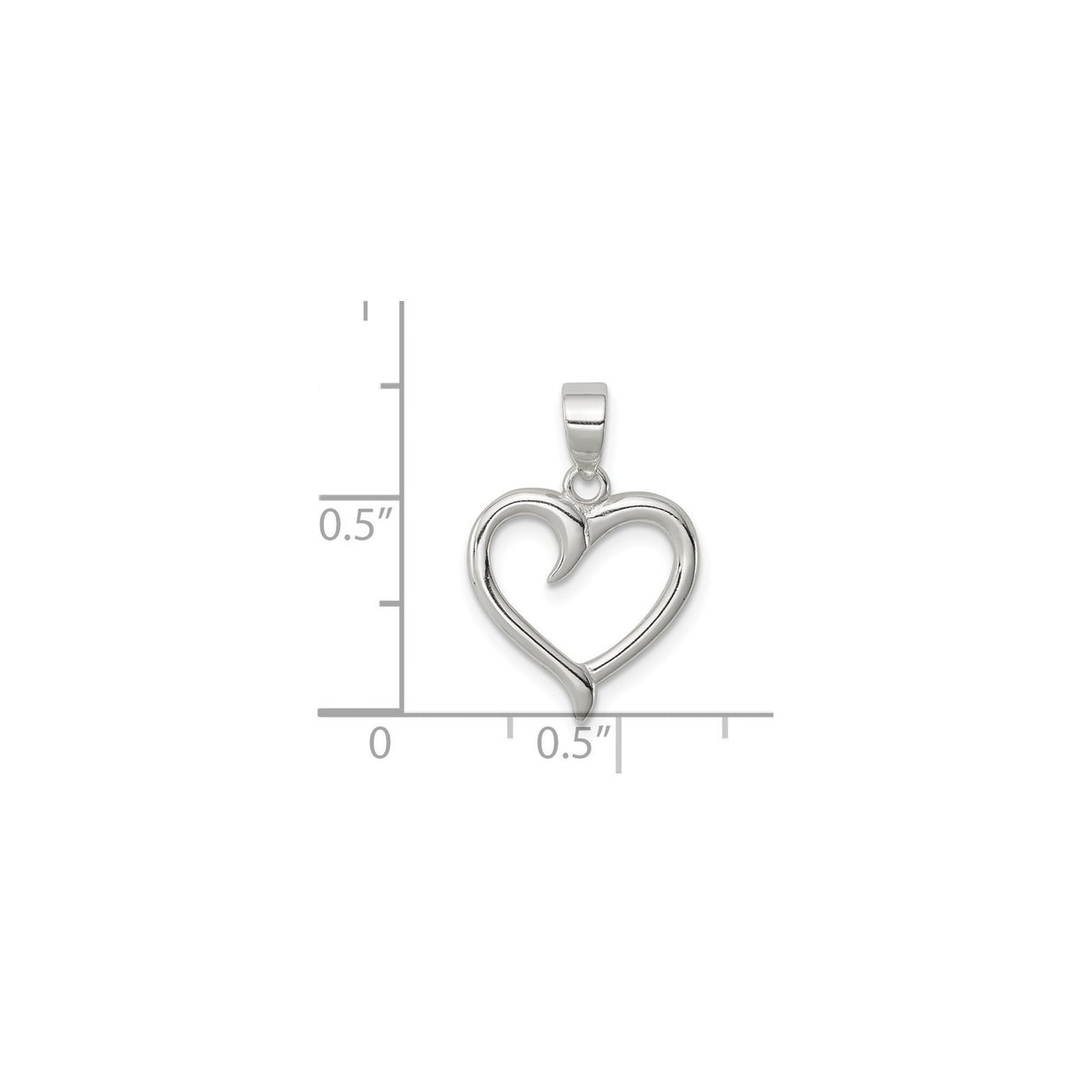 Sterling Silver Open Heart Pendant, Modern Love Symbol Jewelry for Women