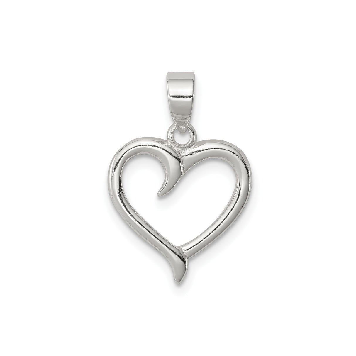 Sterling Silver Open Heart Pendant, Modern Love Symbol Jewelry for Women