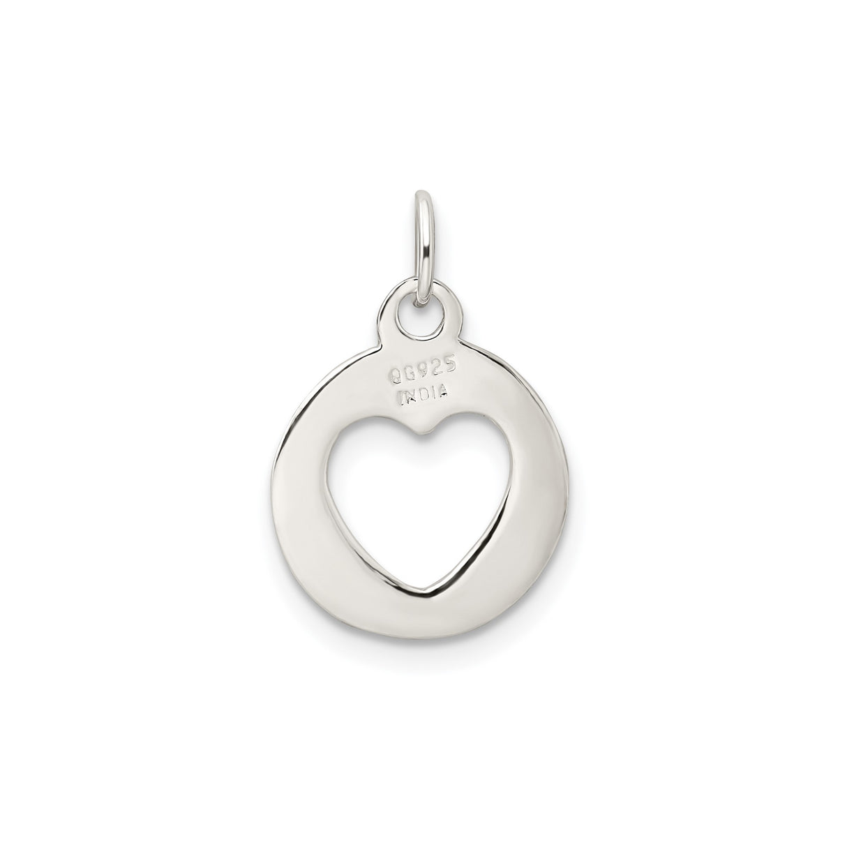 Sterling Silver Open Heart Pendant, Polished Circle with Cutout Heart Design for Women