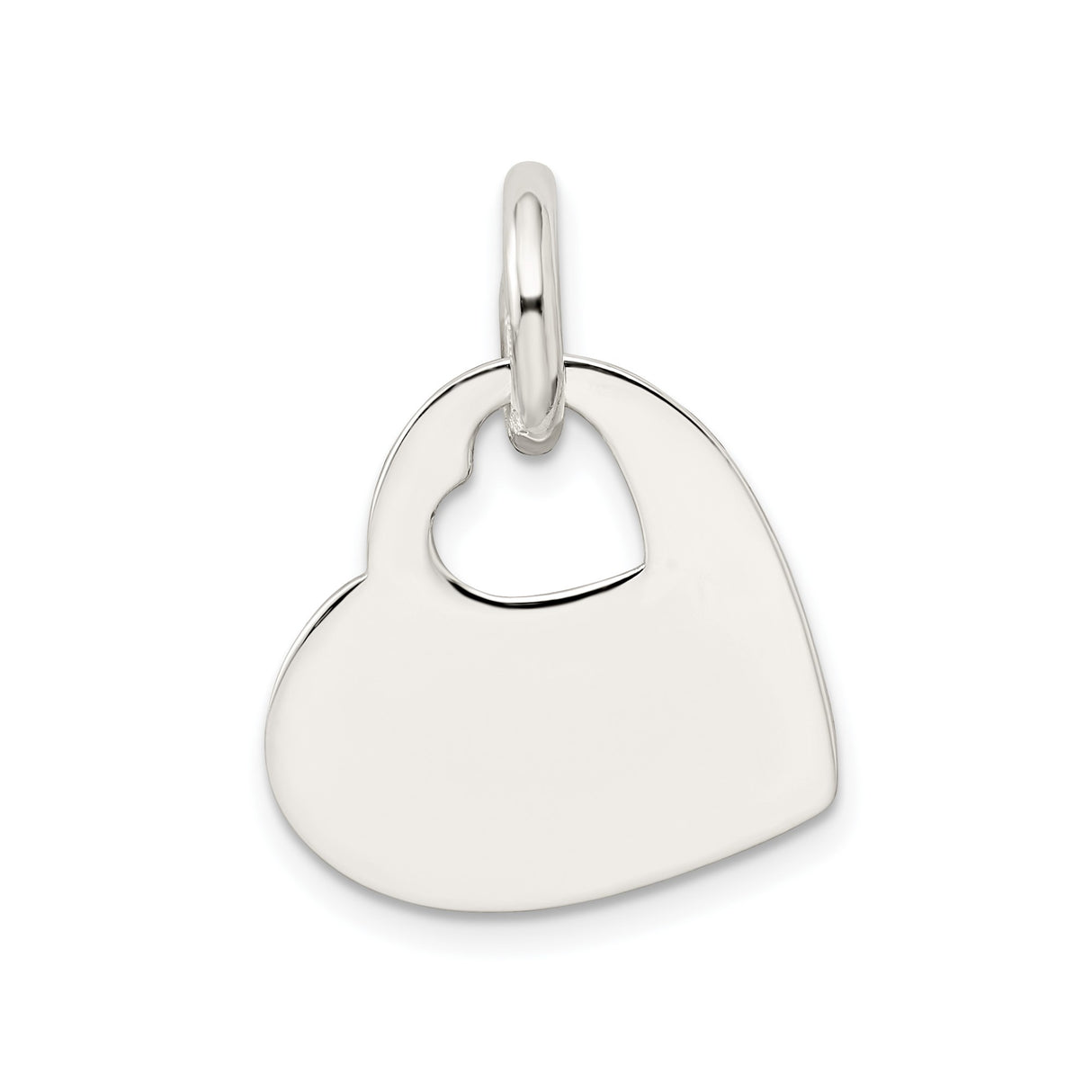 Sterling Silver Heart Shaped Pendant with Open Cutout Design, Romantic Style for Women