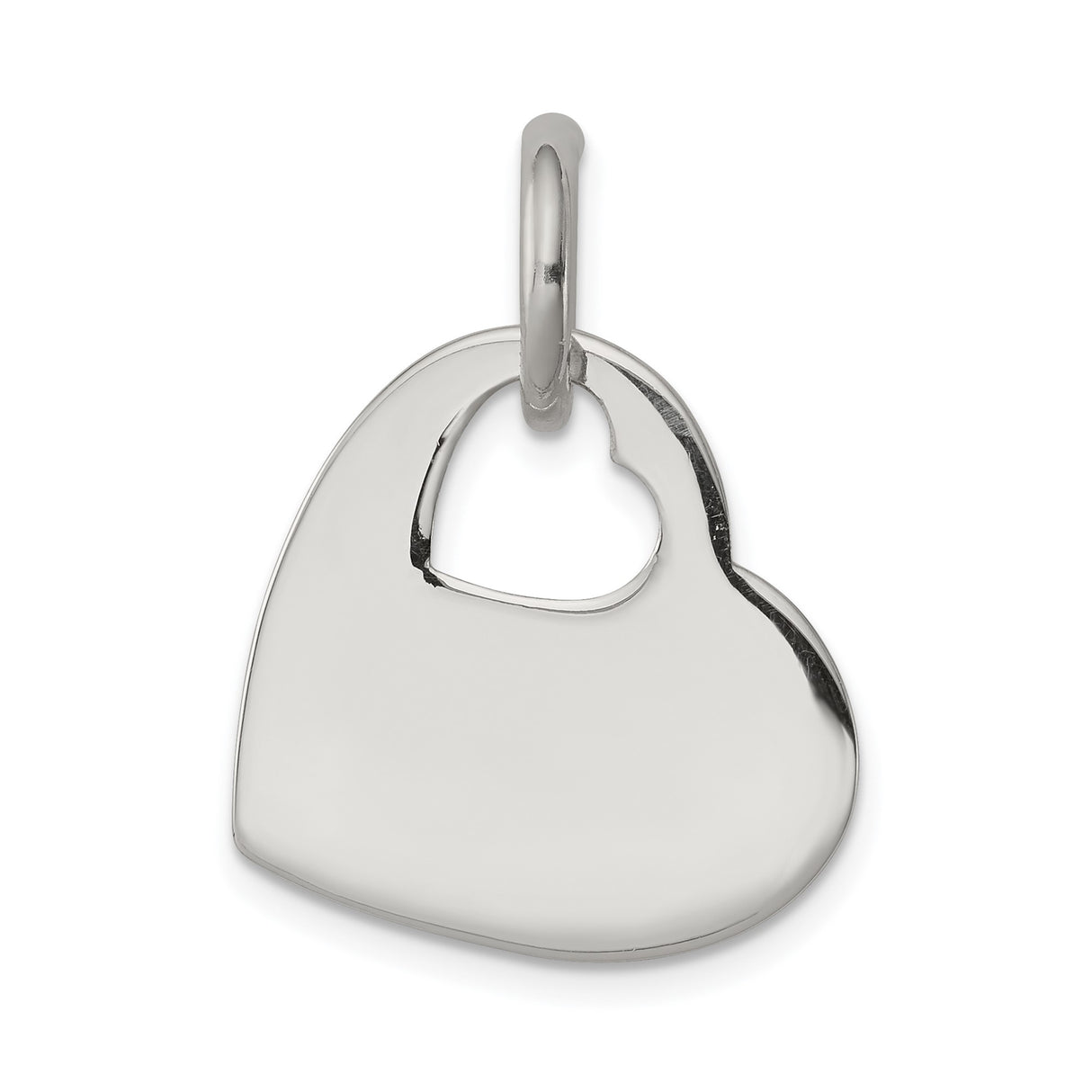 Sterling Silver Heart Shaped Pendant with Open Cutout Design, Romantic Style for Women