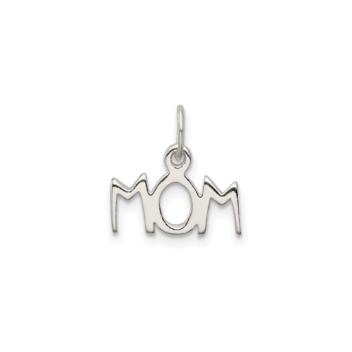 Sterling Silver Mom Pendant Charm with Stylized Design Symbolizing Maternal Love