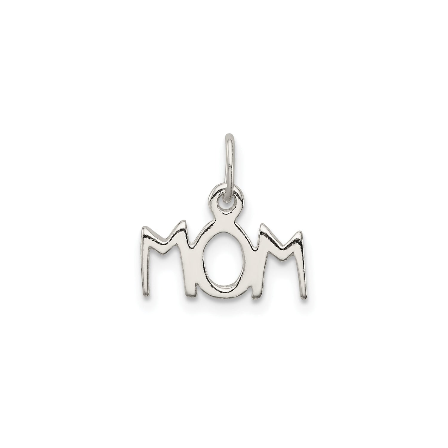 Sterling Silver Mom Pendant Charm with Stylized Design Symbolizing Maternal Love