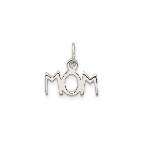 Sterling Silver Mom Pendant Charm with Stylized Design Symbolizing Maternal Love