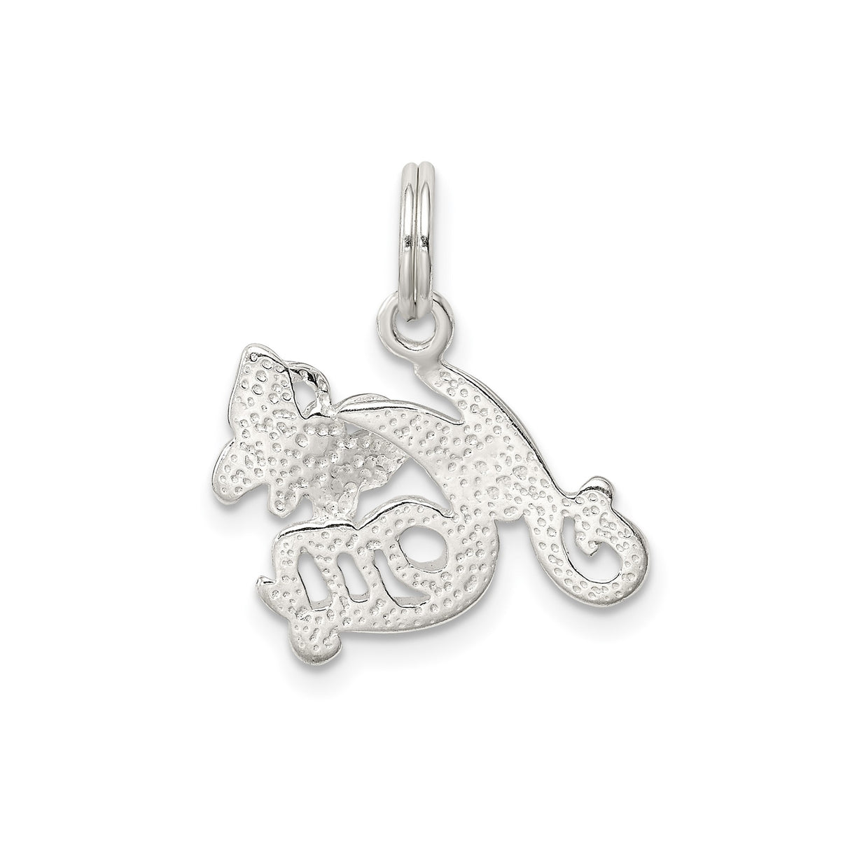 Sterling Silver Mom Pendant Charm with Purple Enamel Butterfly Accent, Script Design