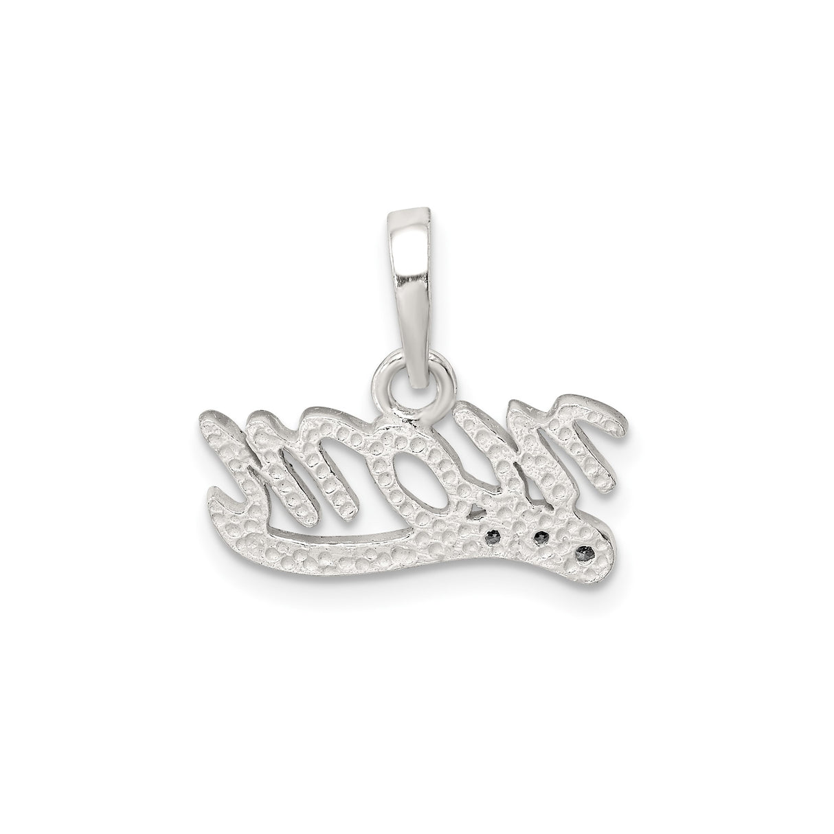 Sterling Silver Mom Pendant with Cubic Zirconia, Cursive Script Family Jewelry for Women