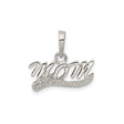 Sterling Silver Mom Pendant with Cubic Zirconia, Cursive Script Family Jewelry for Women