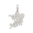 Sterling Silver Mom Pendant with Heart Symbol and We Love You Sentiment Charm